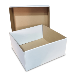Krabice s vekom FEFCO 0331 - 150x150x80mm 3VVL biela-hnedá 2
