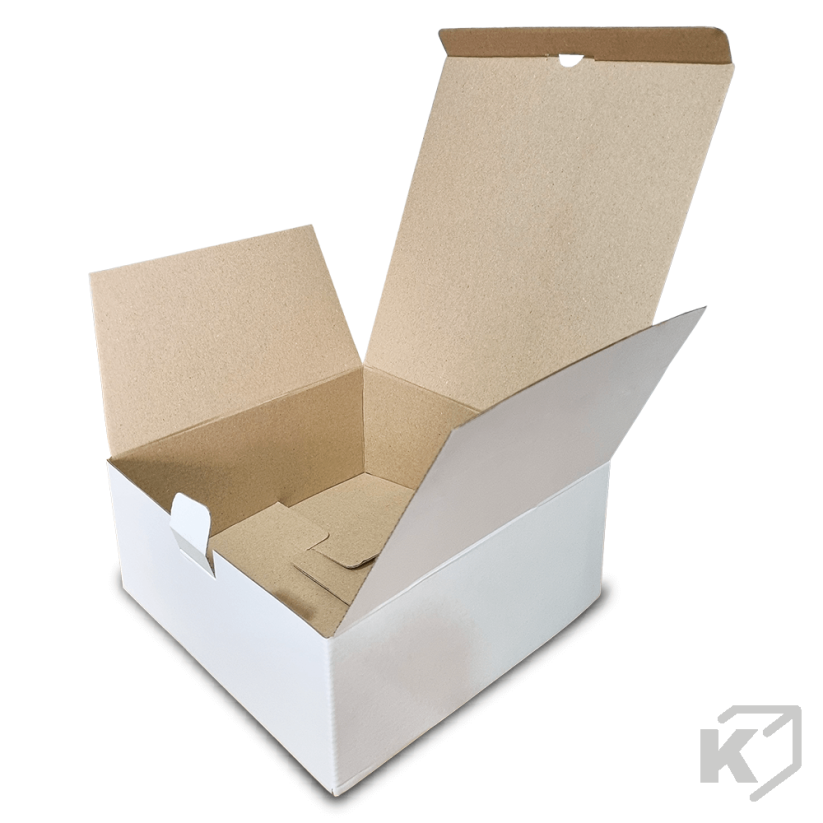 Kartónové krabice Fefco 0215 238x238x115mm 3VVL biela-hnedá
