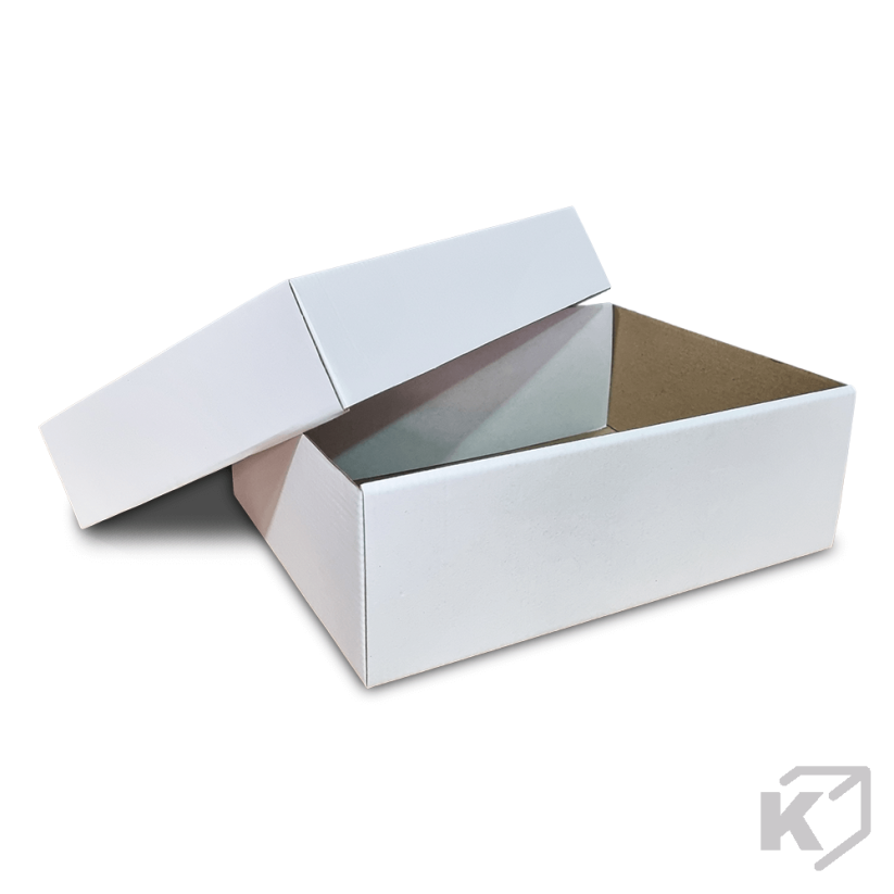 Krabice s vekom FEFCO 0331 - 130x130x95mm 3VVL biela-hnedá 2