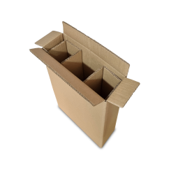 Prepravná krabica na 3 fľašky vína 275x90x390mm 5VVL hnedá + Mriežka