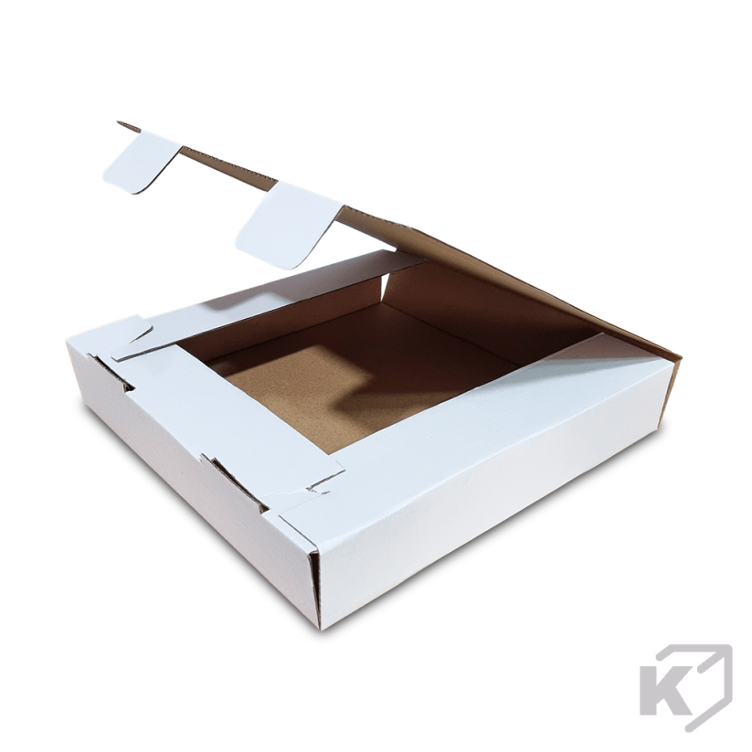 Skladacie krabice Fefco 0427 240x240x40mm 3VVL biela-hnedá