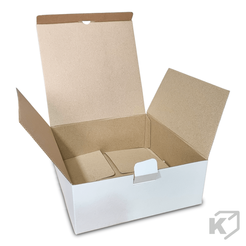 Kartónové krabice Fefco 0215 240x240x95mm 3VVL biela-hnedá