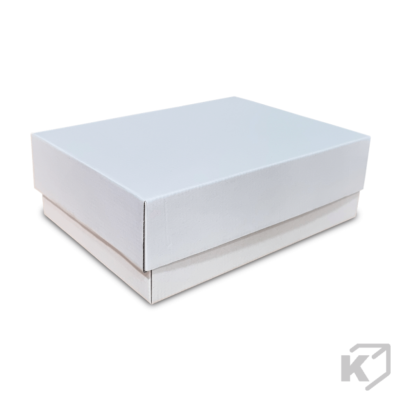 Krabice s vekom FEFCO 0331 - 130x130x95mm 3VVL biela-hnedá zatvorená