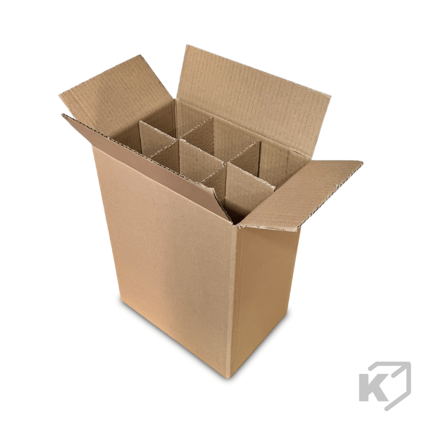 Prepravná krabica na 6 fľiaš vína 240x160x330mm 3VVL hnedá