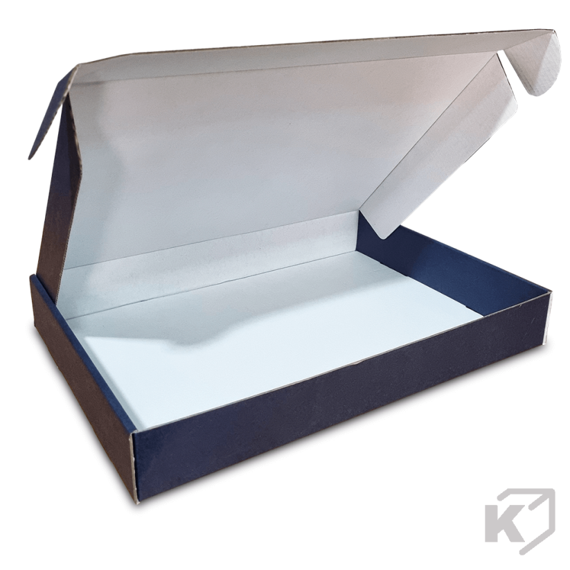 Skladacie krabice Fefco 0427 370x260x50mm 3VVL modrá-biela
