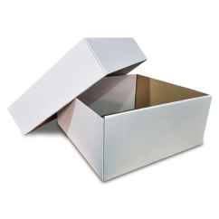 Krabice s vekom FEFCO 0331 - 150x150x80mm 3VVL biela-hnedá