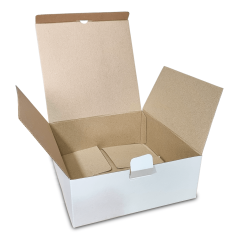 Kartónové krabice Fefco 0215 240x240x95mm 3VVL biela-hnedá