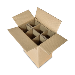 Prepravná krabica na 6 fliaš vína 275x185x390mm 5VVL hnedá + Mriežka