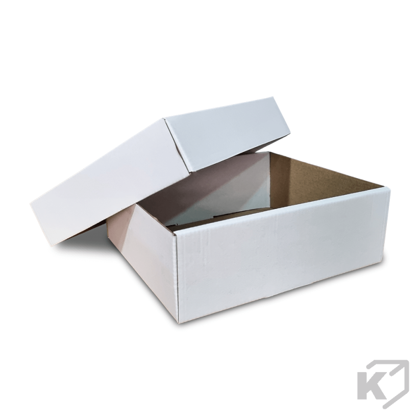 Krabice s vekom FEFCO 0331 - 125x95x85mm 3VVL biela-hnedá