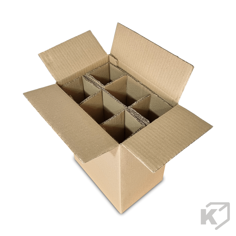 Prepravná krabica na 6 fliaš vína 275x185x390mm 5VVL hnedá + Mriežka