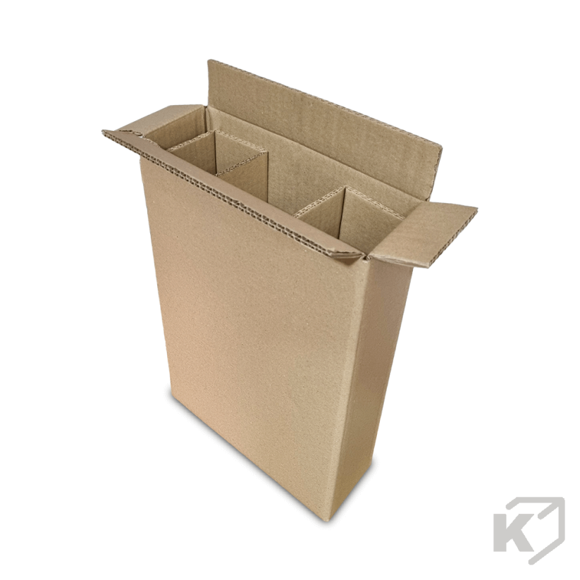 Prepravná krabica na 3 fľašky vína 275x90x390mm 5VVL hnedá + Mriežka